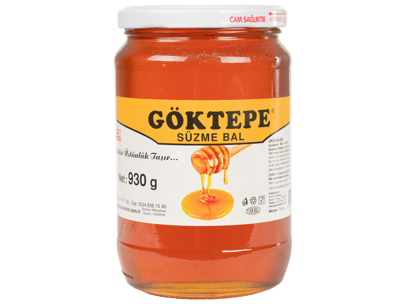 Göktepe Yayla Balı Süzme Cam Kavanoz Net 930 Gr